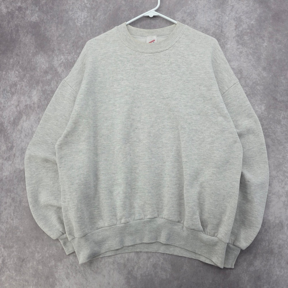 Vintage Jerzees Crewneck Sweatshirt XL Heather Gray Blank Pullover Fleece
